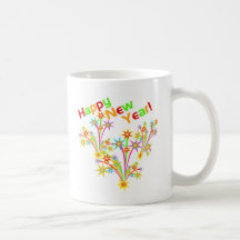 Fuegos artificiales de la Feliz Año Nuevo Taza De Café