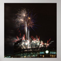 Fuegos artificiales en el campo poster