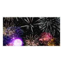 Fuegos artificiales tarjeta con foto personalizada