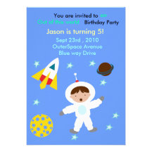 Fuera de fiesta de cumpleaños del espacio invite   anuncios personalizados
