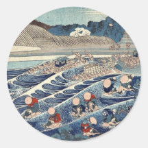 Fuji en Kanaya por Katsushika, Hokusai Etiquetas Redondas