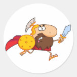 Funcionamiento espartano divertido del gladiador pegatina redonda