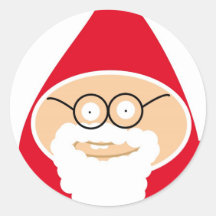 Funny Cute Santa Claus Runder Aufkleber