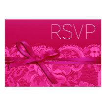 Fuschia de RSVP de la cinta y del cordón de los ar Invitaciones Personalizada