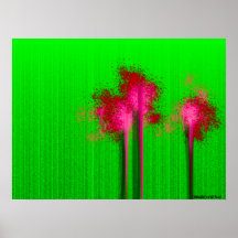 Fushia Splats en el poster abstracto verde ácido
