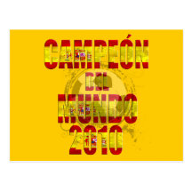 Futbol 2010 de Campeón Del Mundo España Tarjeta Postal