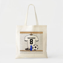 Fútbol blanco y negro personalizado Jerse del fútb Bolsas De Mano