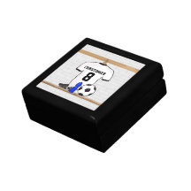 Fútbol blanco y negro personalizado Jerse del fútb Caja De Recuerdo