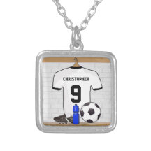 Fútbol blanco y negro personalizado Jerse del fútb Colgantes