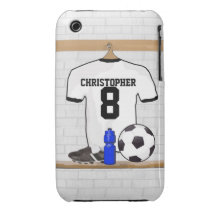 Fútbol blanco y negro personalizado Jerse del fútb Case-Mate iPhone 3 Funda