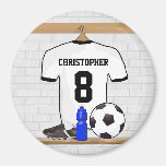 Fútbol blanco y negro personalizado Jerse del fútb Iman