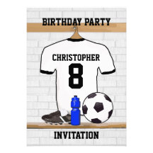 Fútbol blanco y negro personalizado Jerse del fútb Invitaciones Personalizada