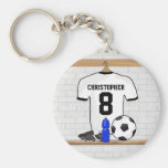 Fútbol blanco y negro personalizado Jerse del fútb Llaveros Personalizados