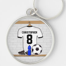 Fútbol blanco y negro personalizado Jerse del fútb Llavero Personalizado