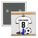 Fútbol blanco y negro personalizado Jerse del fútb Pins