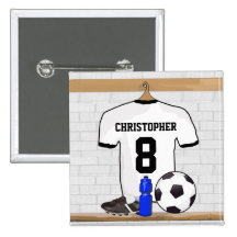 Fútbol blanco y negro personalizado Jerse del fútb Pins