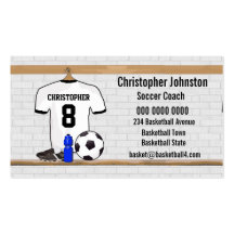 Fútbol blanco y negro personalizado Jerse del fútb Tarjetas De Negocios