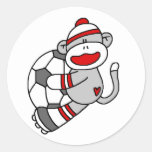 Fútbol del mono del calcetín etiquetas  