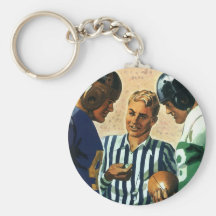 Fútbol del vintage, árbitro y lanzamiento de la mo llaveros