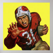 Futbolista del vintage; Número trasero corriente 3 Poster