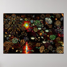 Galaxia del collage de los fuegos artificiales 12  posters