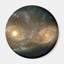 Galaxias espirales que chocan imán de frigorífico