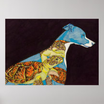 Galgo italiano con las tortugas poster