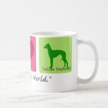 Galgo italiano del amor de la paz taza