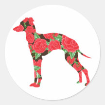 Galgo italiano etiqueta redonda