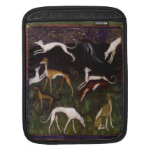 Galgos medievales en el bosque profundo fundas para iPads