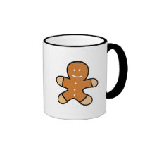 Galleta del hombre de pan de jengibre taza de café