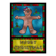 Galleta del pan de jengibre del vitral tarjetón
