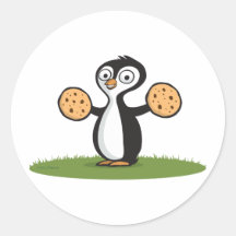Galletas del pingüino pegatinas redondas