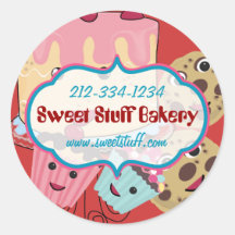Galletas y magdalena dulces BakerySticker de la to Etiquetas Redondas