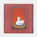Gallina del arte del pollo que pone la pintura col iman de nevera