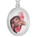 Gallina emplumada rojo de la capa del huevo del po collar personalizado