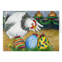 Gallina y sus huevos del navidad felicitación