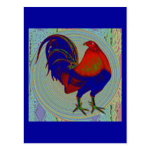 Gallo de pelea:  Gallo impresionista Tarjeta Postal