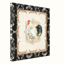 Gallo negro del blanco de Toile n del francés del  impresiones de lienzo