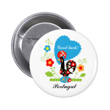 Gallo portugués de la suerte pins