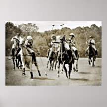 Galope de los caballos del polo posters