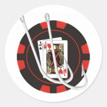 Ganchos de pescados pegatina redonda