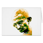 Gandhi en naranja, verde y blanco tarjeton