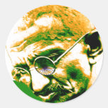 Gandhi en verde anaranjado y blanco con la bandera etiquetas redondas
