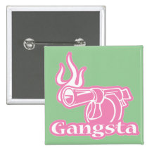 Gangsta - arma rosado del gángster pins