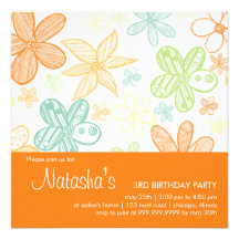 Garabatos de la flor • Invitación del cumpleaños