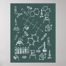Garabatos químicos del equipo de laboratorio posters