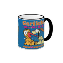 Garfield toma el suyo lame la taza tazas