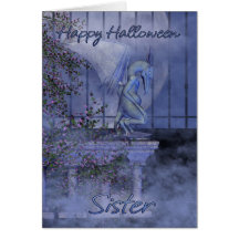 Gargoyle del feliz Halloween de la hermana Tarjetas