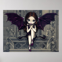Gargoyles de la impresión de hadas gótica del arte poster